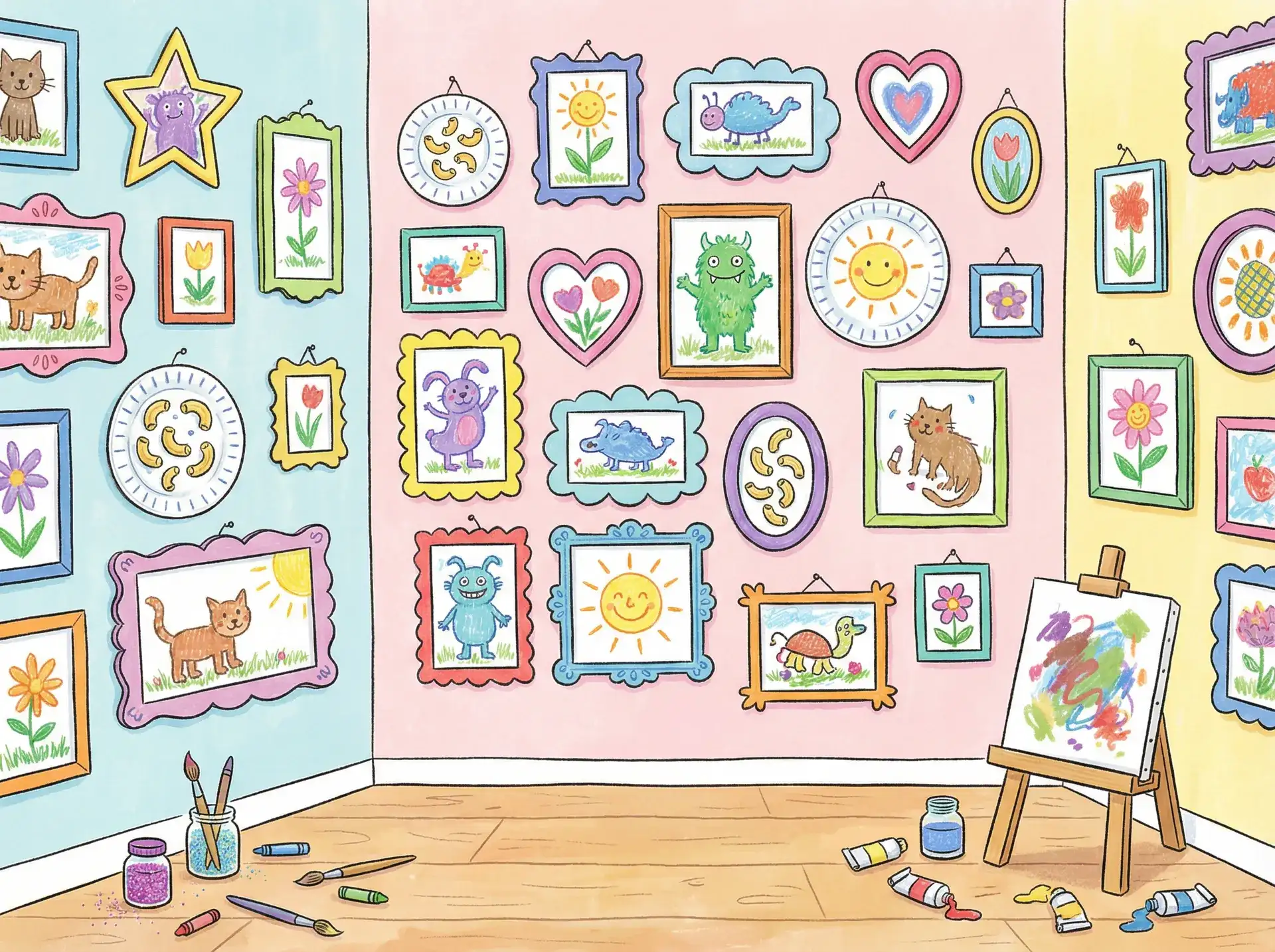 小朋友的彩色画作 - 公和我边做饭边做好爽 创意展示
